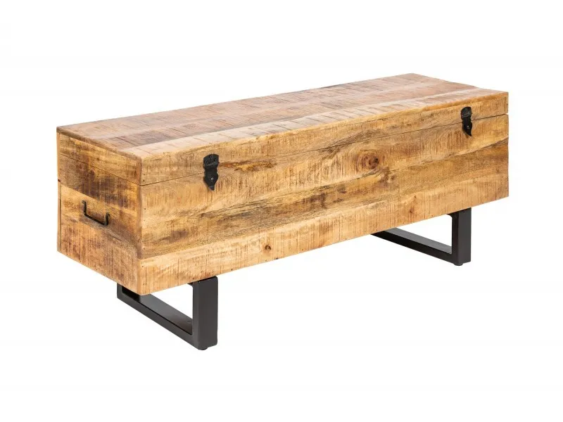 Banc coffre de 115cm en bois massif coloris naturel