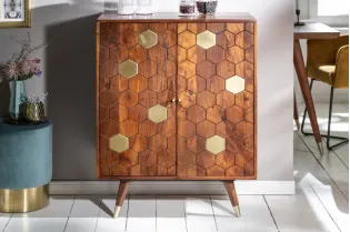 Meuble bar en bois massif coloris naturel