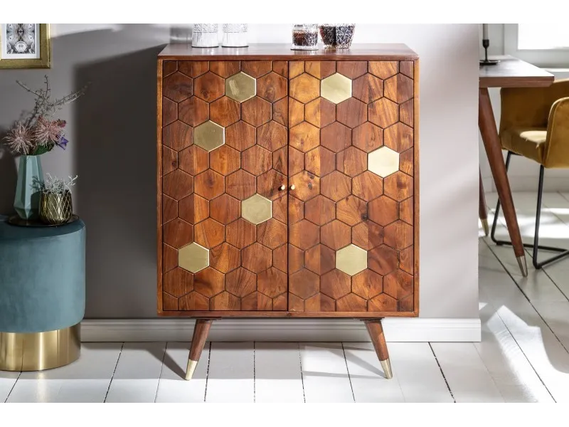 Meuble bar en bois massif coloris naturel