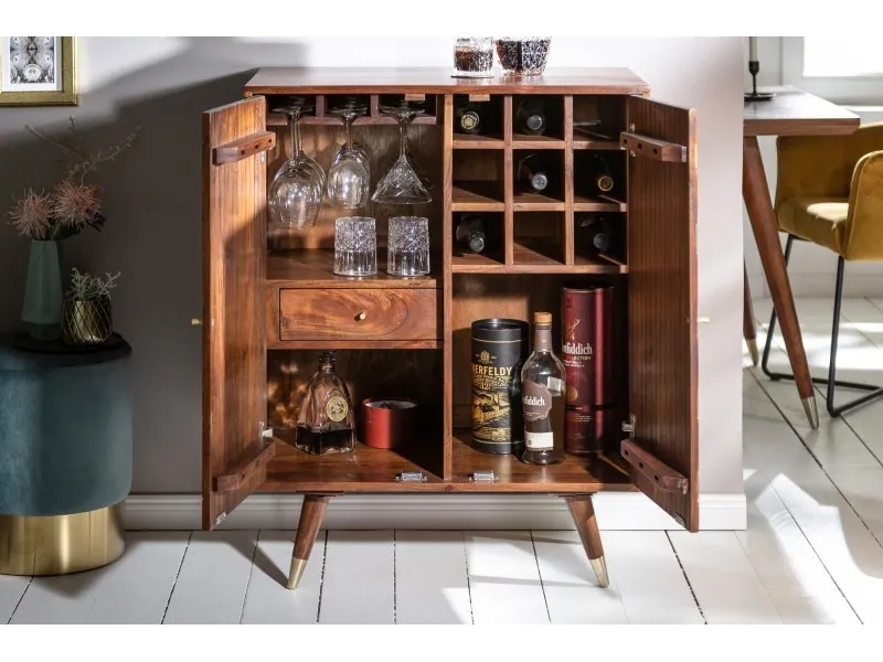 Meuble bar en bois massif coloris naturel