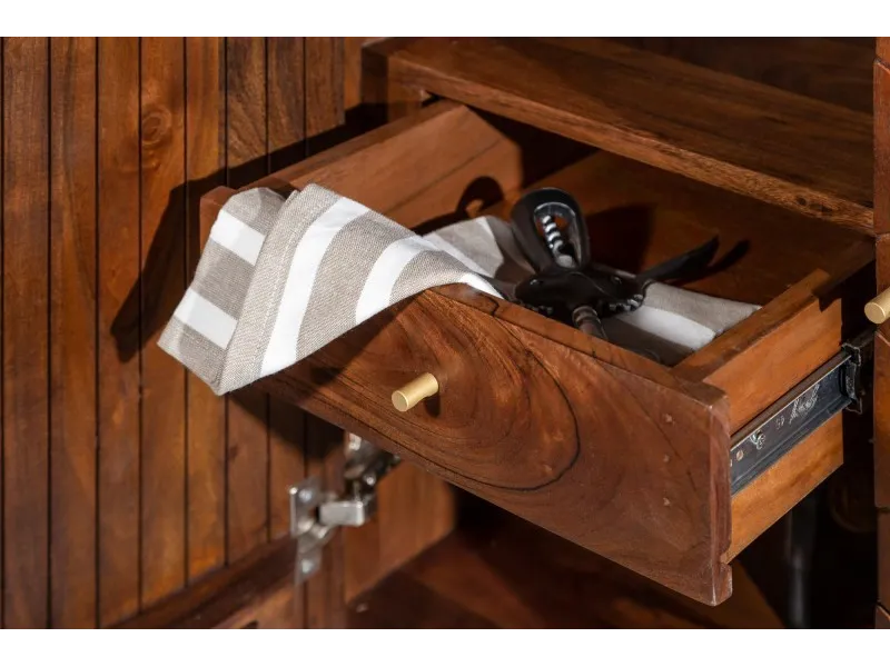 Meuble bar en bois massif coloris naturel