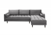 Canapé d'angle VELVET design capitonné coloris gris