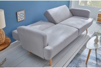 Canapé lit de 214cm design scandinave en tissu de couleur gris