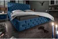 Lit 160 x 200 cm design baroque coloris bleu foncé