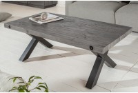 Table basse bois massif design industriel coloris gris