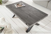 Table basse bois massif design industriel coloris gris