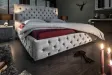 Lit design 160x200cm Chesterfield en velours coloris gris argent