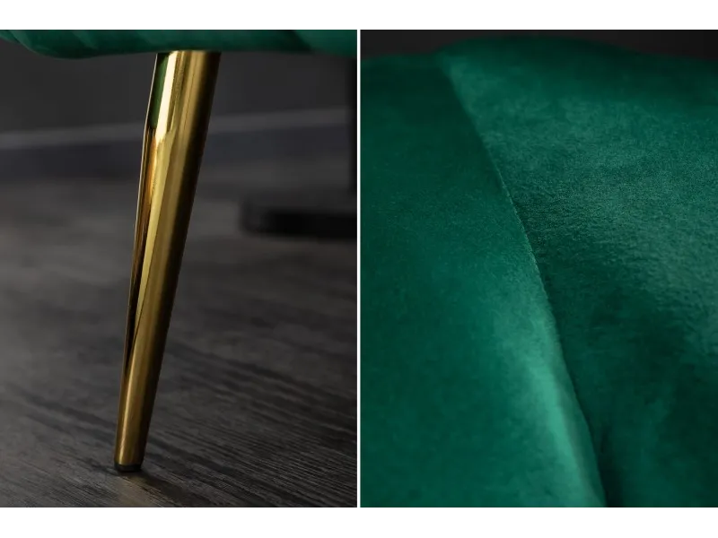Fauteuil Rétro en Velours Vert Émeraude avec Pieds Dorés