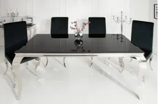 Table de salle à manger 180cm design baroque en noir et argent