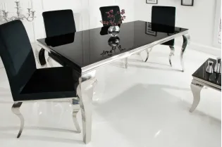Table de salle à manger 180cm design baroque en noir et argent 2
