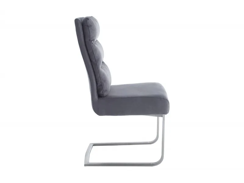 Lot de 2 Chaises gris vintage design rétro acier inoxydable