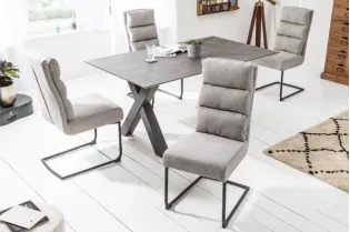 Lot de 2 Chaises confortable tissu texture Cantilever coloris gris clair