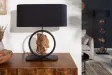 LAMPE DE TABLE BOIS MASSIF 58cm COLORIS NOIR