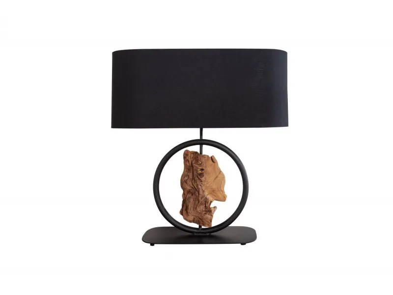 LAMPE DE TABLE BOIS MASSIF 58cm COLORIS NOIR