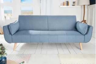 Canapé convertible design scandinave coloris bleu claire en tissu 2