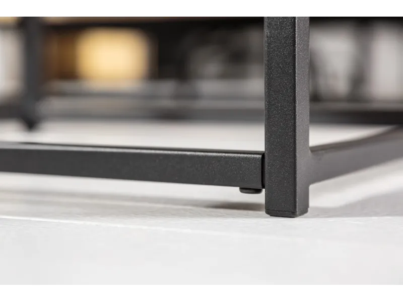 Set de 3 Tables Basses Gigognes en Chêne & Métal Noir