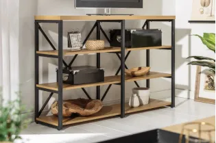 BIBLIOTHEQUE MODERNE STYLE INDUSTRIEL 110cm