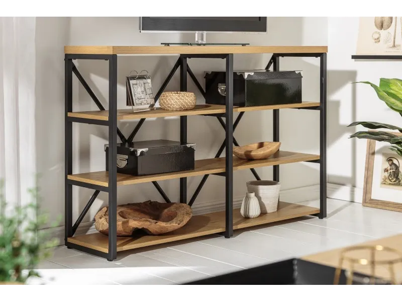 BIBLIOTHEQUE MODERNE STYLE INDUSTRIEL 110cm