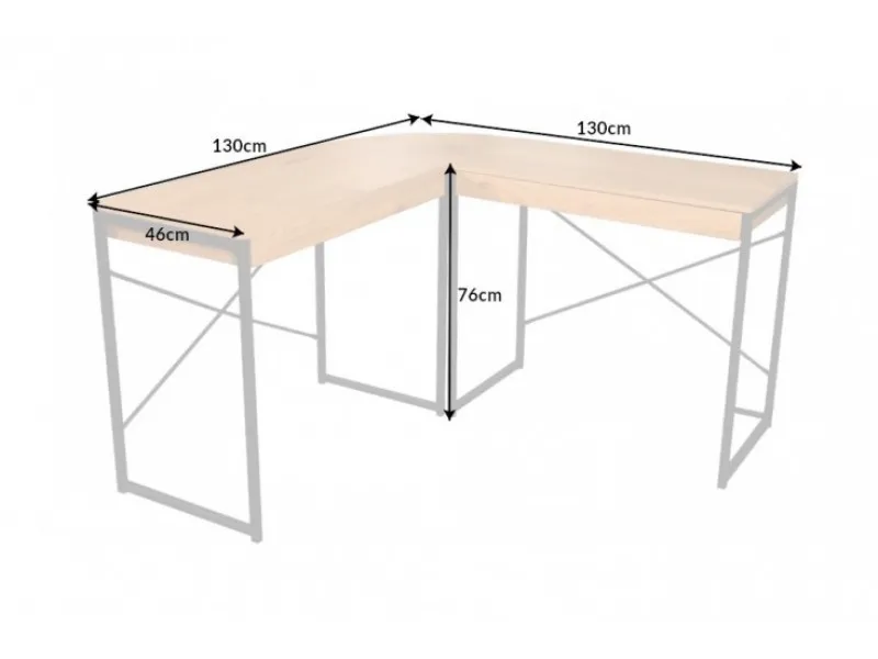 BUREAU D’ANGLE DESIGN INDUSTRIEL EN BOIS MASSIF FORME L