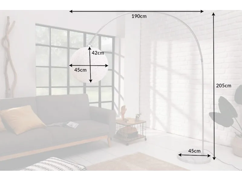 LAMPADAIRE ARC DESIGN COCOON COLORIS BLANC 205cm