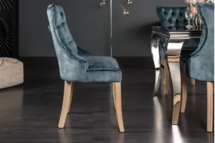 Chaise Confortable Style Castle en Velours Pétrole 2