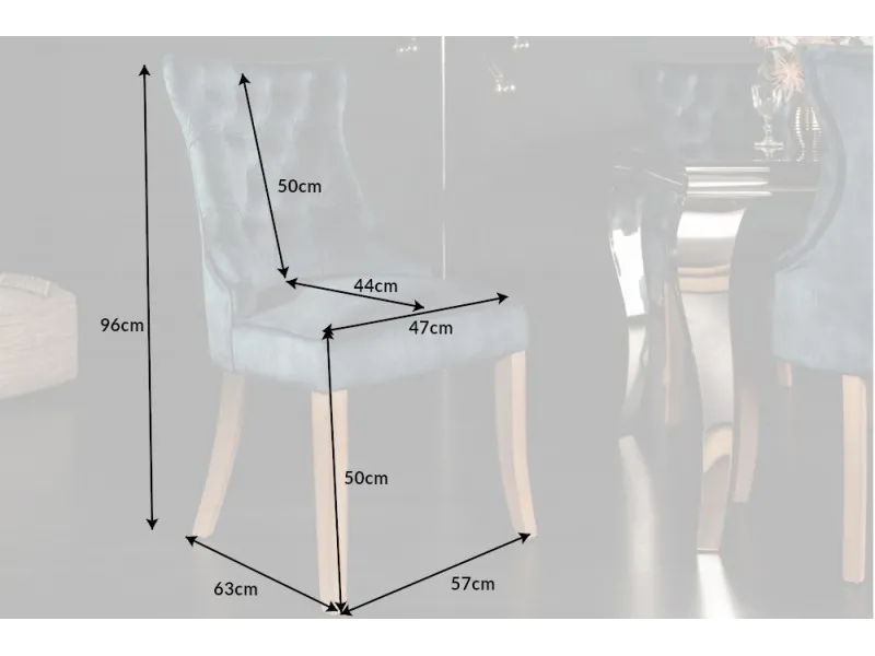 Chaise Confortable Style Castle en Velours Pétrole