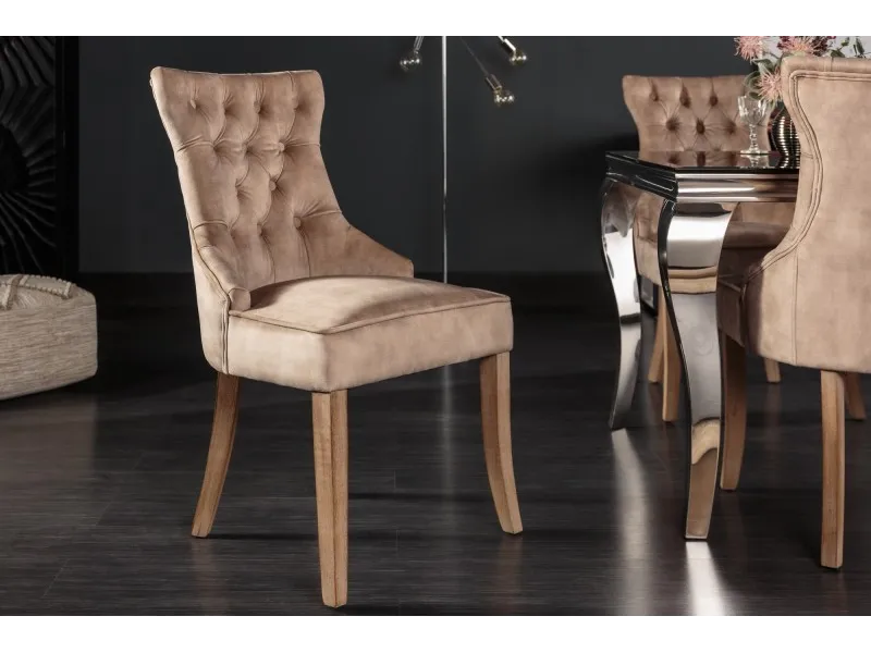 Chaise Confortable Style Castle en Velours café