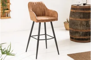 Lot de 2 tabourets de bar en microfibre coloris marron