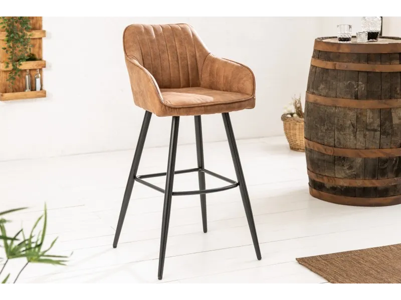 Lot de 2 tabourets de bar en microfibre coloris marron