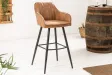 Lot de 2 tabourets de bar en microfibre coloris marron