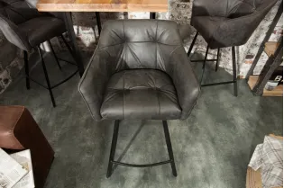 Tabouret de bar 100cm coloris gris antique avec accoudoirs 2