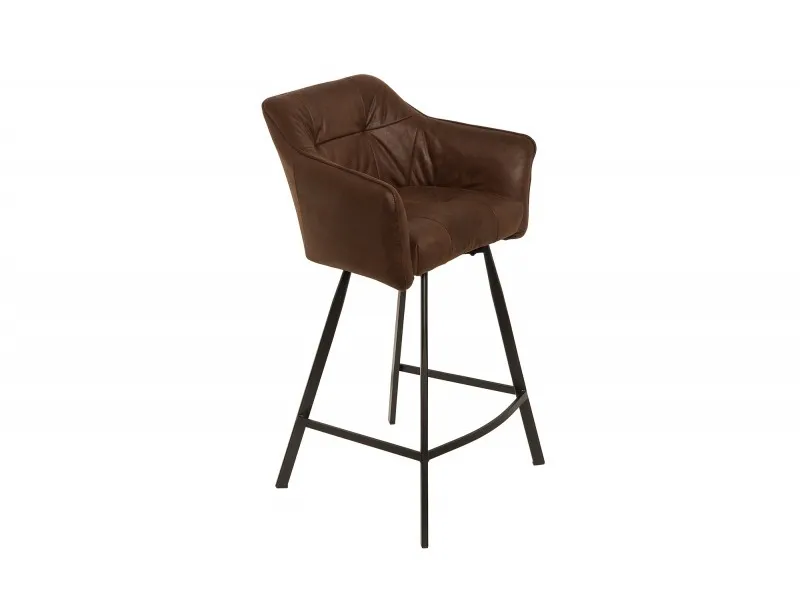 Tabouret de bar 100cm coloris marron antique avec accoudoirs