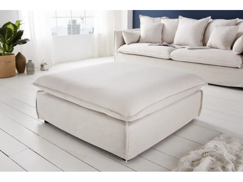 Tabouret moderne en lin coloris naturel