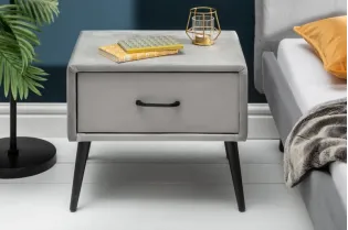 Table de chevet design de 45cm avec tiroir gris clair 2