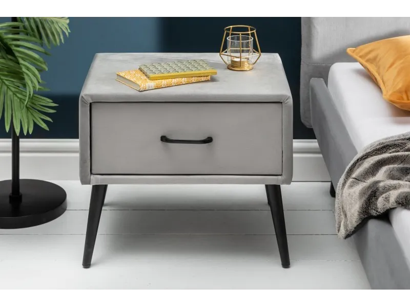 Table de chevet design de 45cm avec tiroir gris clair