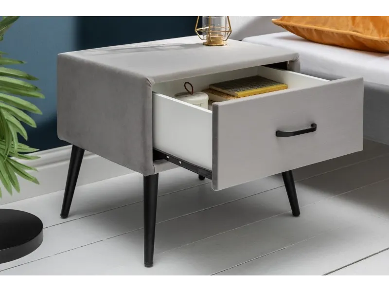 Table de chevet design de 45cm avec tiroir gris clair