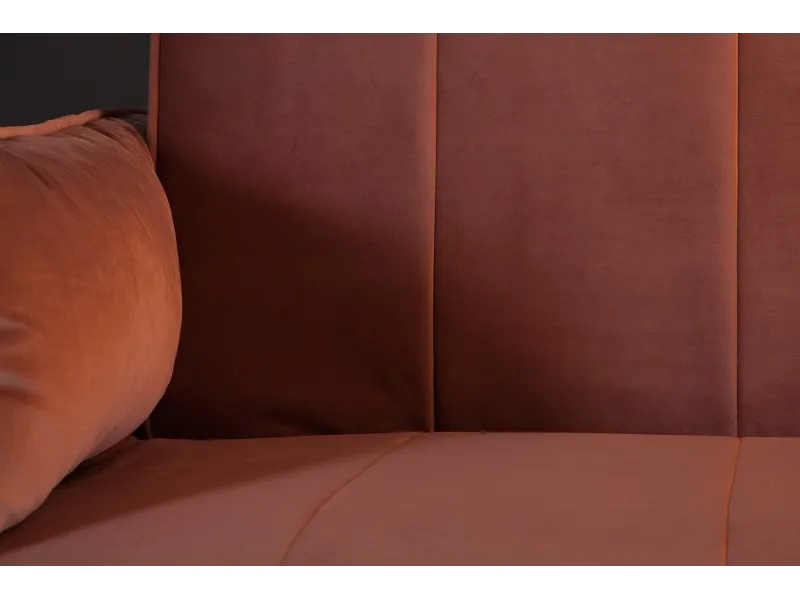 Canapé-lit 215 cm en velours coloris vieux rose doré