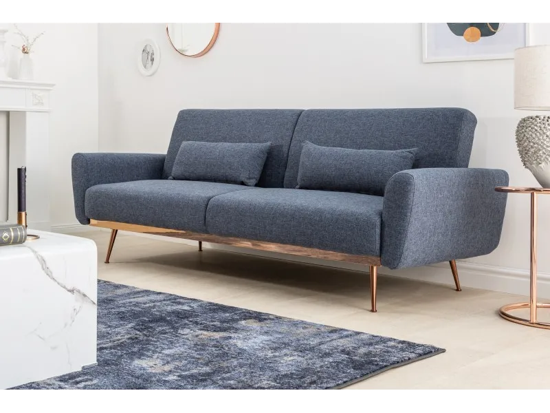 Canapé-lit contemporain en tissu coloris bleu