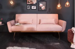 Canapé-lit contemporain en tissu coloris rose