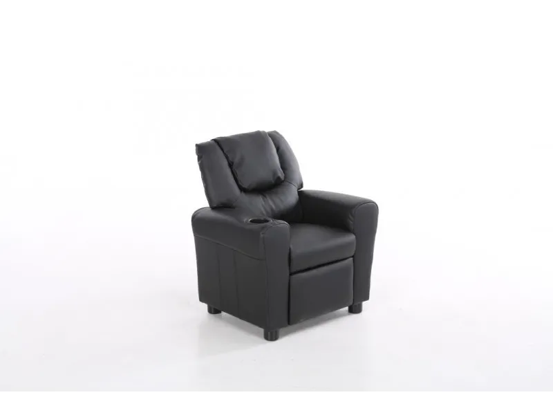 Mini Fauteuil relax relevable revêtu en simili cuir noir