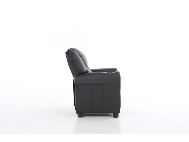 Mini Fauteuil relax relevable revêtu en simili cuir noir