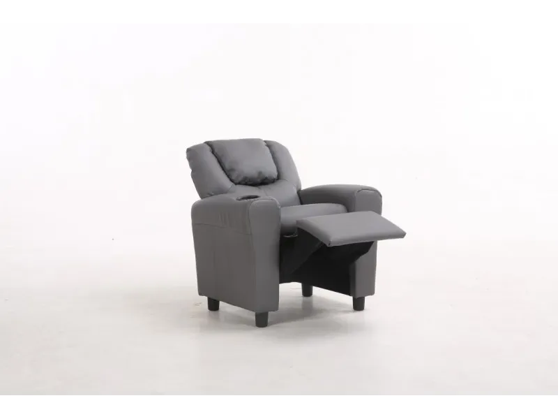 MINI FAUTEUIL RELAX RELEVABLE REVÊTU EN SIMILI CUIR coloris gris