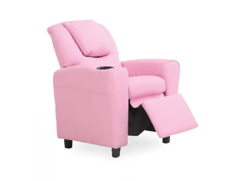 MINI FAUTEUIL RELAX RELEVABLE REVÊTU EN SIMILI CUIR COLORIS rose