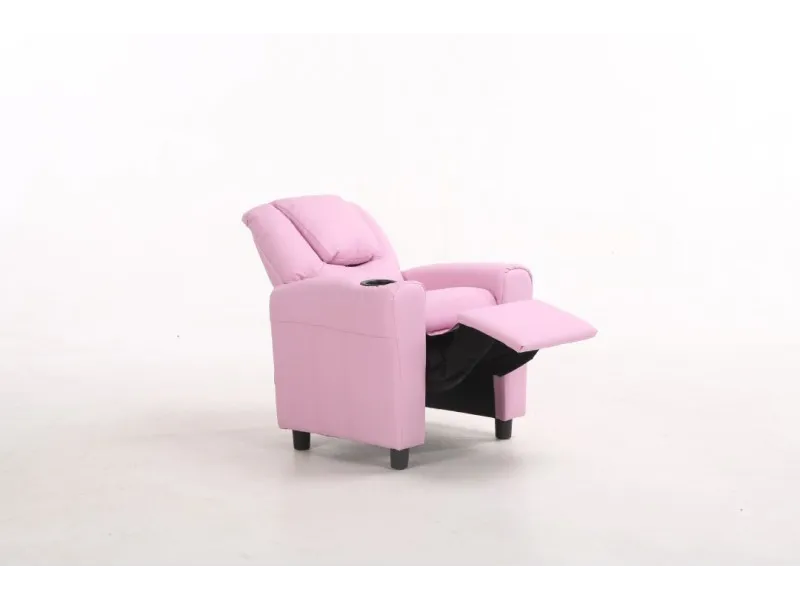 MINI FAUTEUIL RELAX RELEVABLE REVÊTU EN SIMILI CUIR COLORIS rose