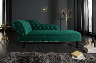 Méridienne design Chesterfield capitonné en velours coloris vert émeraude 2