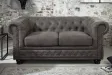 Canapé Chesterfield en microfibre vintage gris