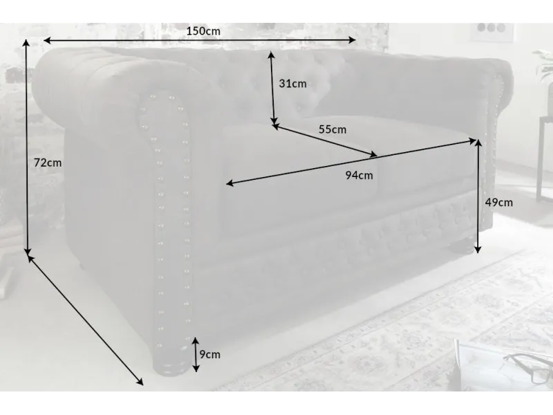 Canapé Chesterfield en microfibre vintage gris