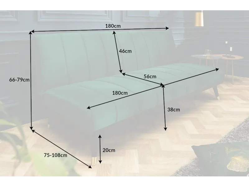 Canapé-lit en velours coloris vert émeraude