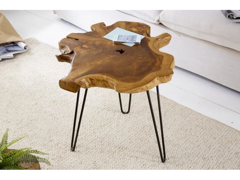 Table basse 55cm design tronc d'arbre coloris naturel