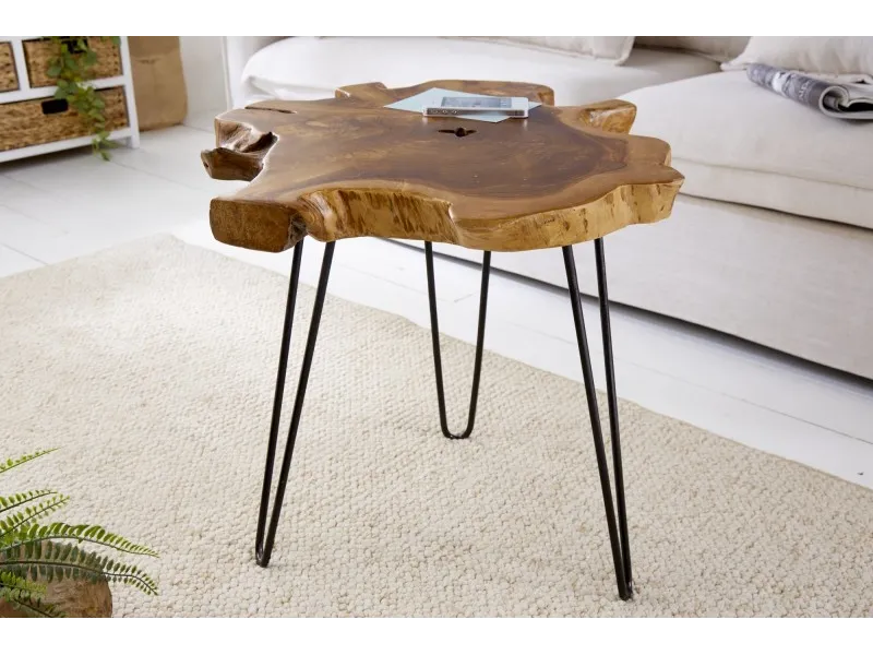 Table basse 55cm design tronc d'arbre coloris naturel